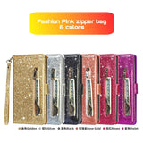 Glitter Zipper Wallet Design Bling Case with Flip Stand & Wrist Strap for Samsung Galaxy A15 A05S A14 A24 A34 A54 A13 A23 A33 A53 A73 A04S A52 A72 Wallet Phone Cover