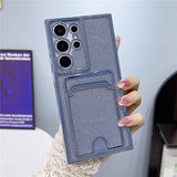 Luxury Plating Glitter Card Holder Lens Protect Case For Samsung S24 S23 S22 S21 S20 Ultra Plus Note 20 10 Pro A73 A53 A72 A52 A51 A71 HD