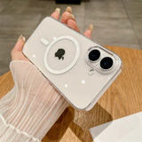 Luxury Transparent MagSafe Phone Case For iPhone 16 15 14 13 12 11 Pro Max Wireless Charge Hard Shockproof Cover