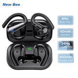 Black wireless earbuds with charging case.