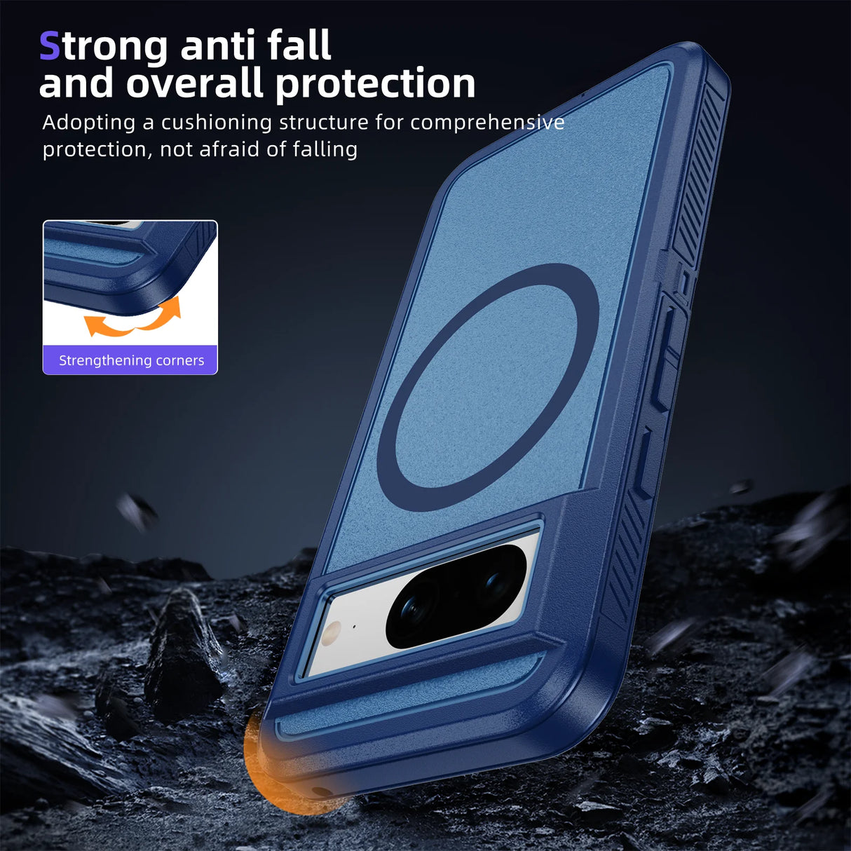 MagSafe Armor Fall Protection Case for Google Pixel 8 Pro 8A Magnetic Wireless Charging Drop Proof Phone Cover