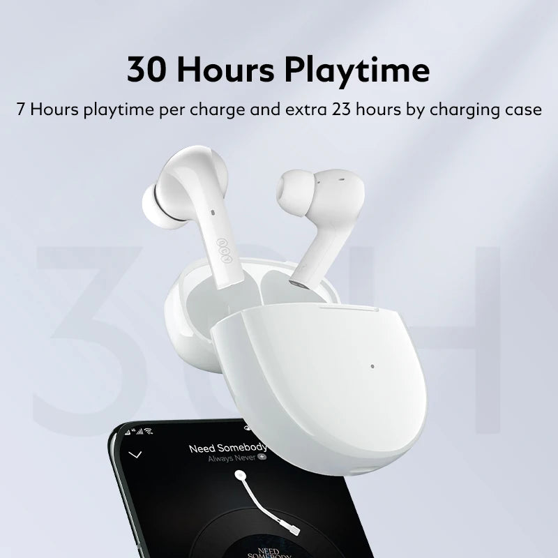 QCY T18 Wireless Bluetooth 5.2 Earphones - TWS Noise Cancelling HiFi Stereo Dynamic Earpods Earbuds Headphones