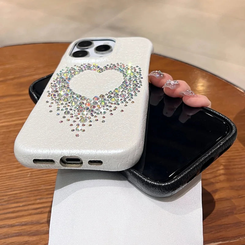 Rhinestone heart phone case.