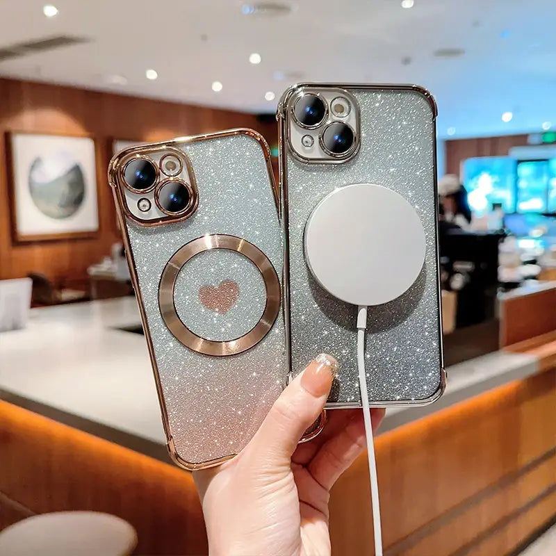 Etui de luxe pour téléphone portable pour IPhone, avec plaque d'électrolyse transparente pour l'attraction magnétique