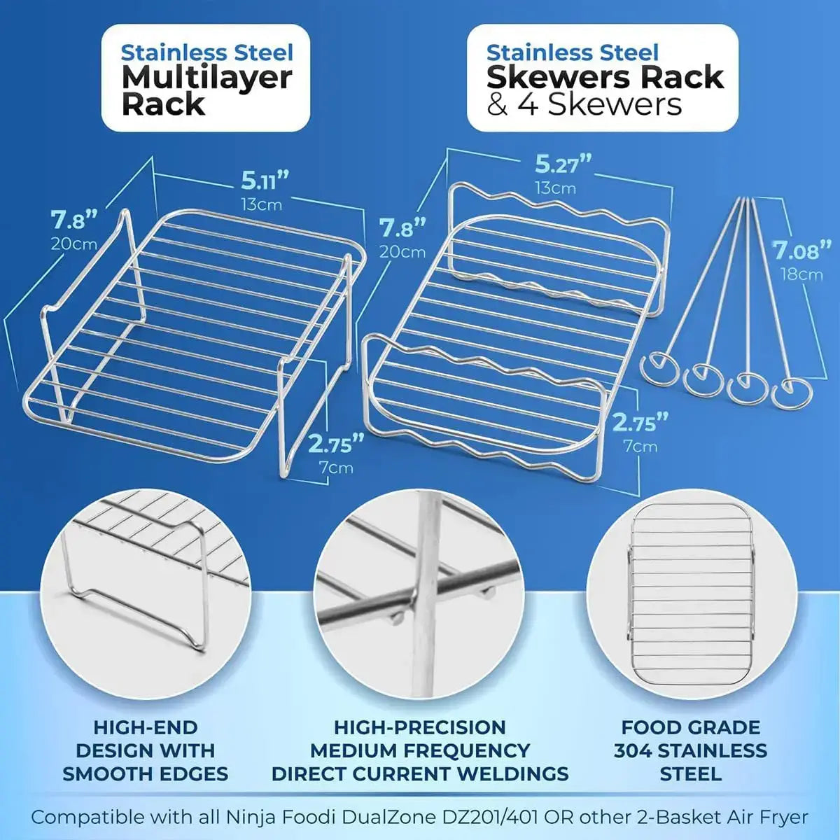 Support de friteuse à air en acier inoxydable, grille de cuisson empilable