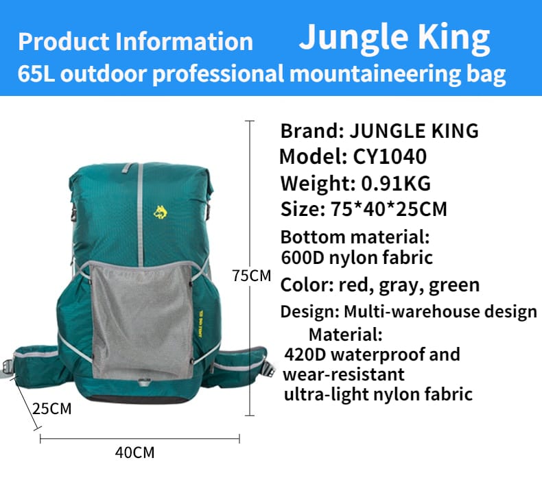 Wasserdichter Jungle King Ultralight Wanderrucksack für Herren -