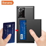 Bananq Slide Card Slot Phone Case For Samsung S24 S23 S22 S21 S20 Ultra Plus FE Note 20 10 Plus Shockproof Cover