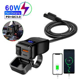 60W Waterproof 12V Motorbike Fast Charger – Dual USB Socket with Voltmeter