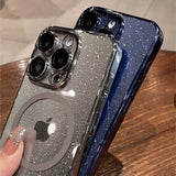 Luxury MagSafe Glitter Plating Case for IPhone 15 14 Plus 13 12 Pro Max 11 Hard Thin Wireless Charge Cover