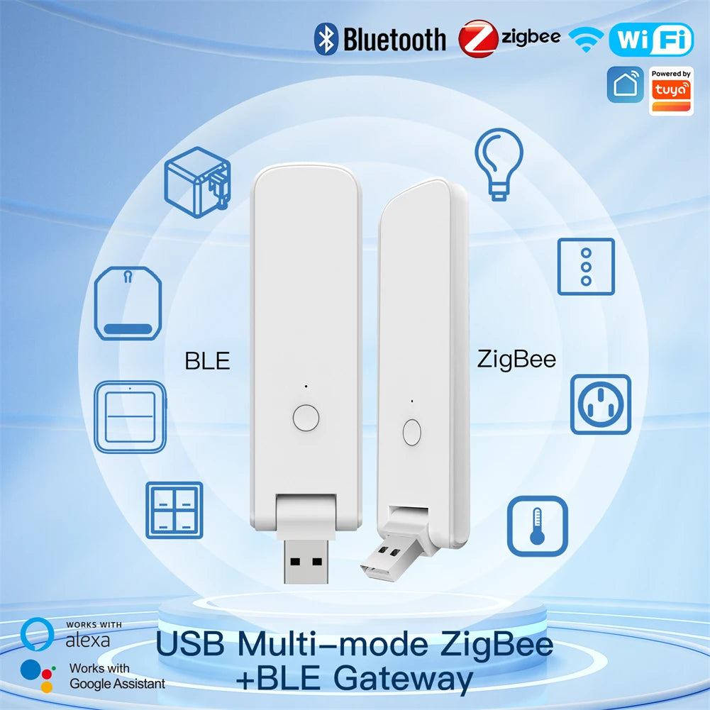 Tuya Zigbee Smart Multi-mode Gateway USB Connector Dongle - WiFi Control via SmartLife Google Alexa Apps