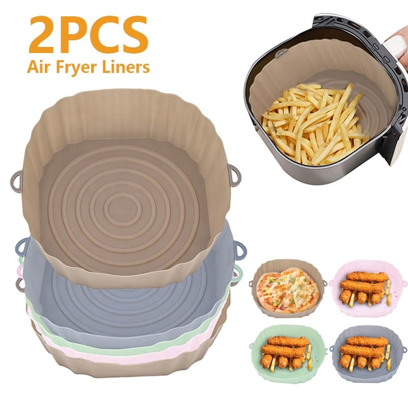 Silicone Air Fryer Baking Trays - Assorted Colors & Shapes