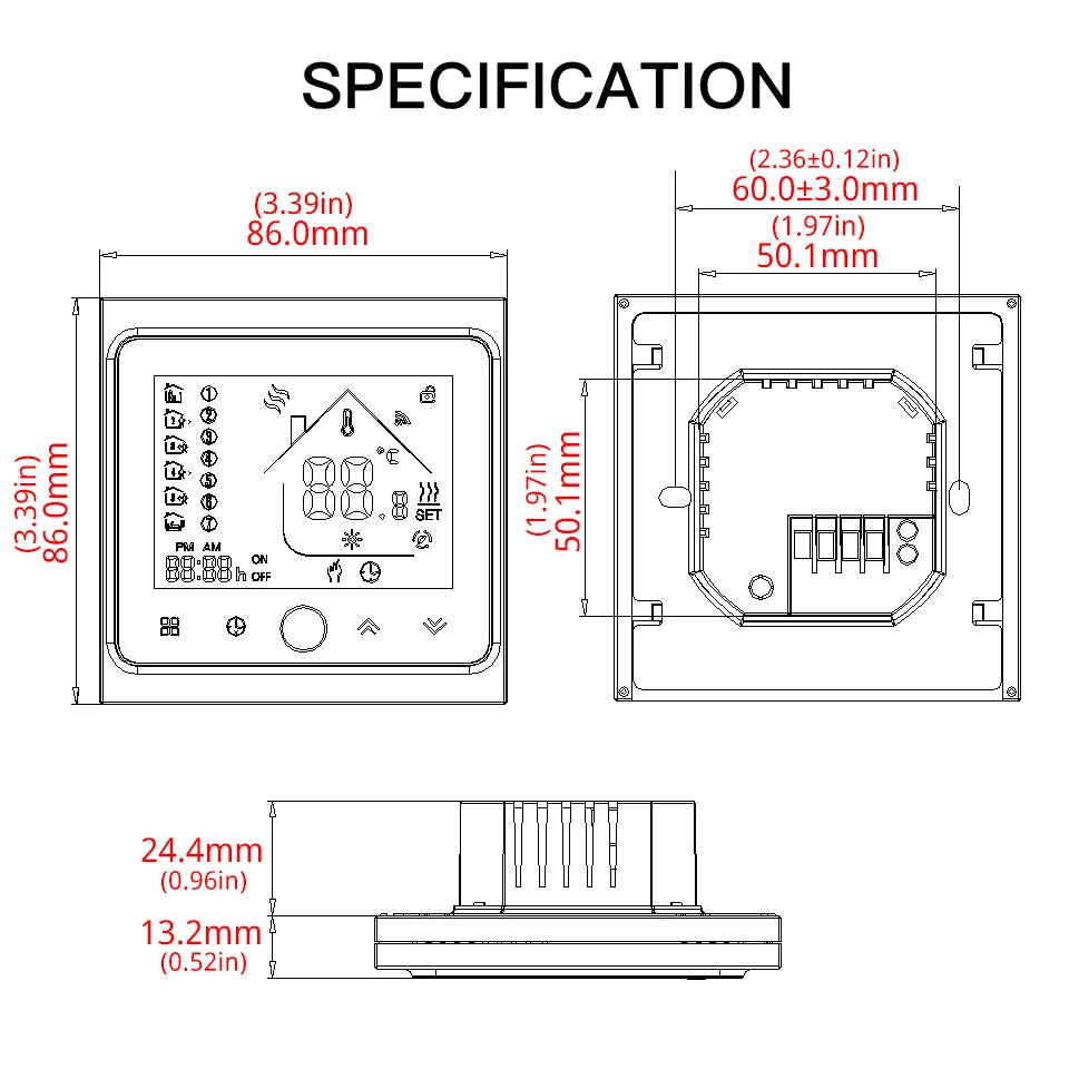 WiFi Smart LCD Thermostat Temperature Control Display - WiFi Floor Heating & Gas Boiler Control via SmartLife Google Alexa Apps