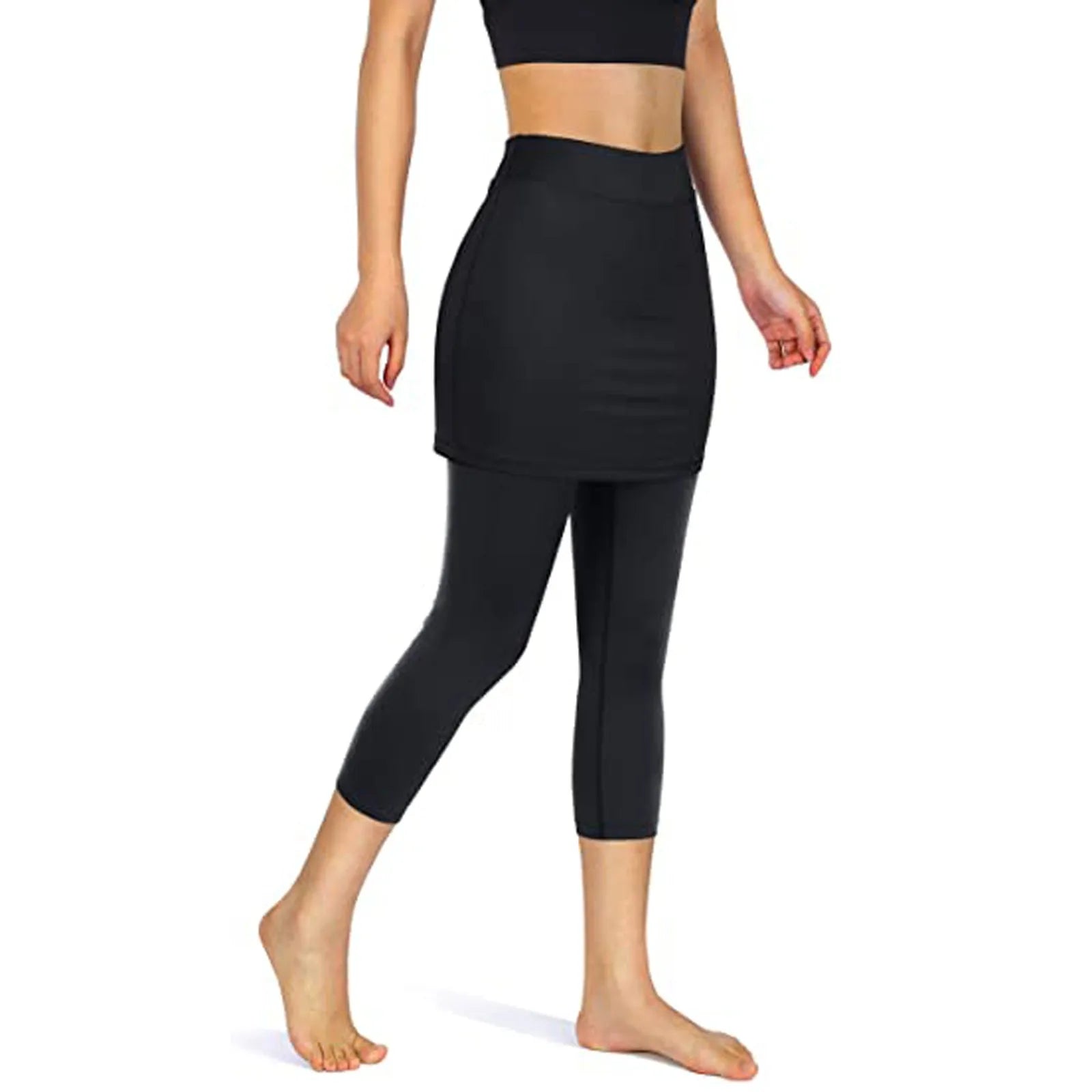 Tennis Skirted Sport Leggings for Fitness Pockets Elastic Sports Yoga