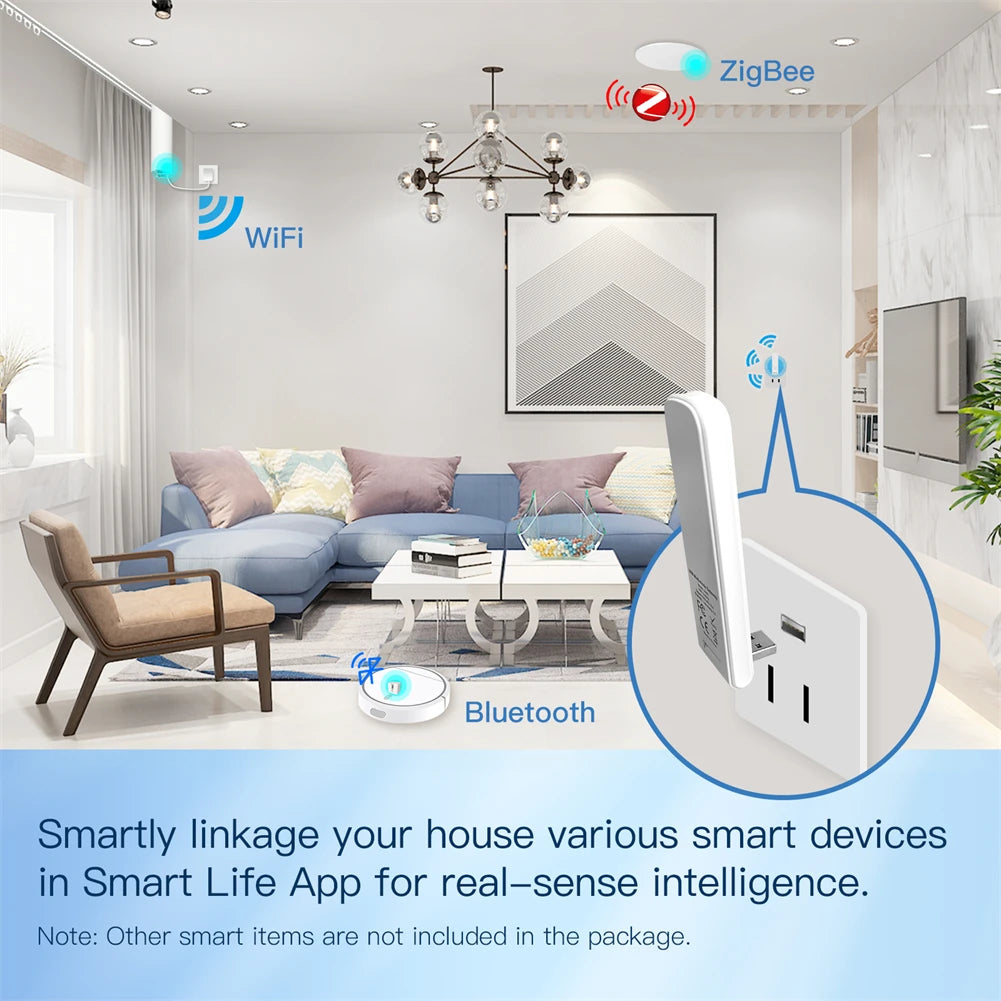 Tuya Zigbee Smart Multi-mode Gateway USB Connector Dongle - WiFi Control via SmartLife Google Alexa Apps