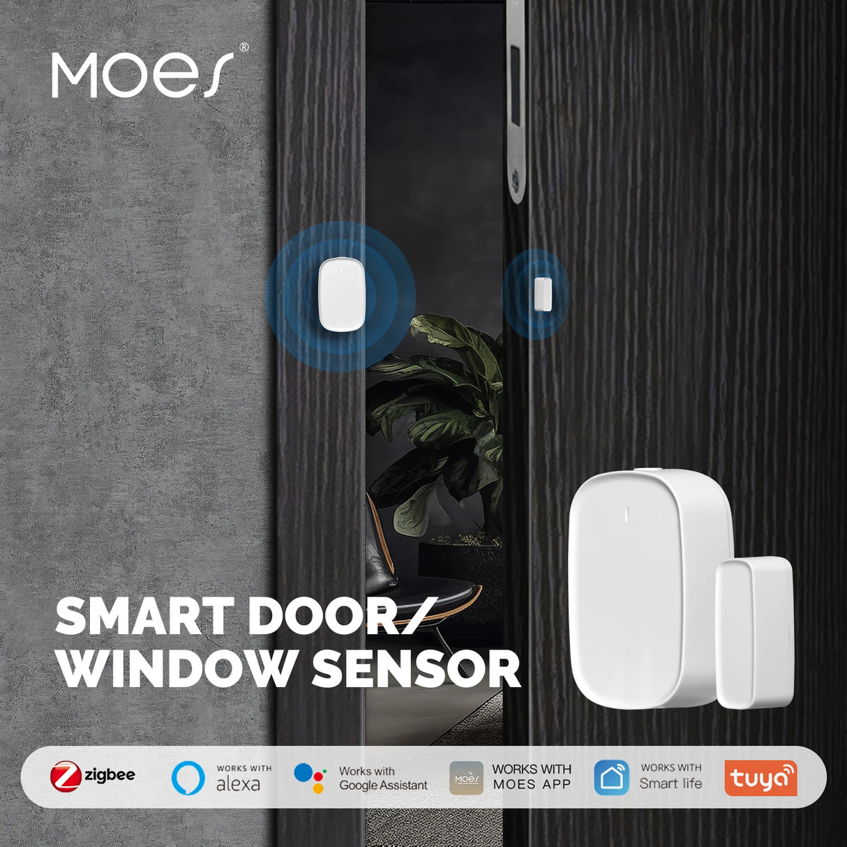 Tuya ZigBee Smart Window Door Gate Sensor - WiFi Security Monitoring via SmartLife Google Alexa Apps