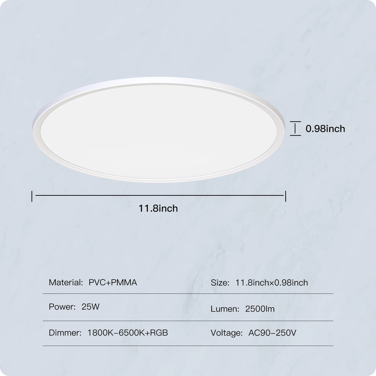 Smart Ultra Thin LED Ceiling Light - WiFi RGB Dimmable Lamp Control via SmartLife Google Alexa Apps