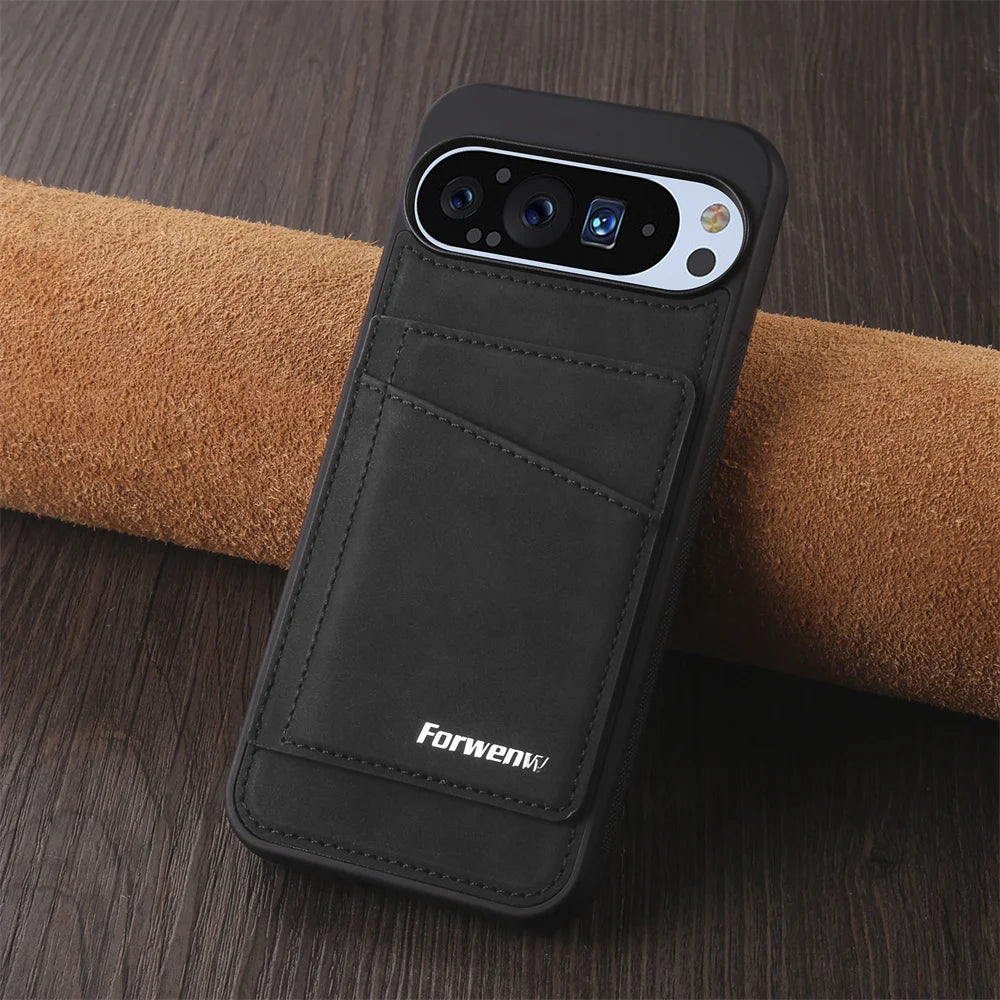 Luxury Leather Card Holder Wallet Design Case with Flip Stand For Google Pixel 9 8 Pro XL 9A 8A