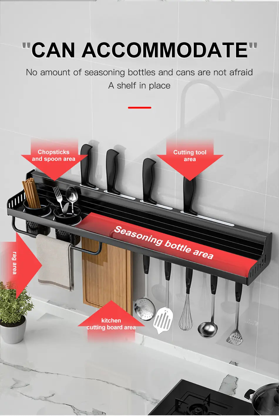 Verschiedene wandmontierte Küchenregale – Mehrzweck-Aluminium