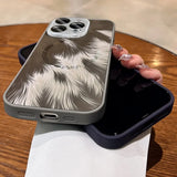 Luxury MagSafe Aurora Feather Finish Lens Protect Case For iPhone 16 15 14 13 12 Pro Max Plus