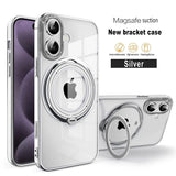 Luxury Plating Magsafe Case with Ring Holder Stand For iPhone 15 16 14 13 12 11 Pro Max XS Max XR 7 8 Plus Transparent Stand Cover