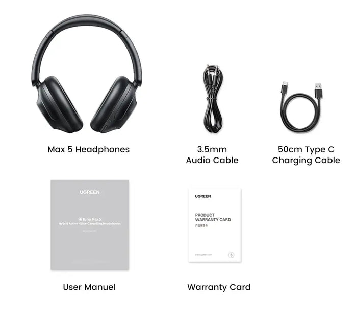 UGREEN HiTune Max5 Wireless Bluetooth Headphones - 90H LDAC ANC TWS