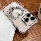 Rhinestone-studded heart phone case.