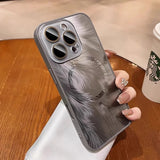 Luxury MagSafe Aurora Feather Finish Lens Protect Case For iPhone 16 15 14 13 12 Pro Max Plus