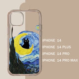 Retro Oil Painting | Van-Gogh | Cat Design Phone Case For iphone 11 13 12 14 15 pro max mini plus transparent cover