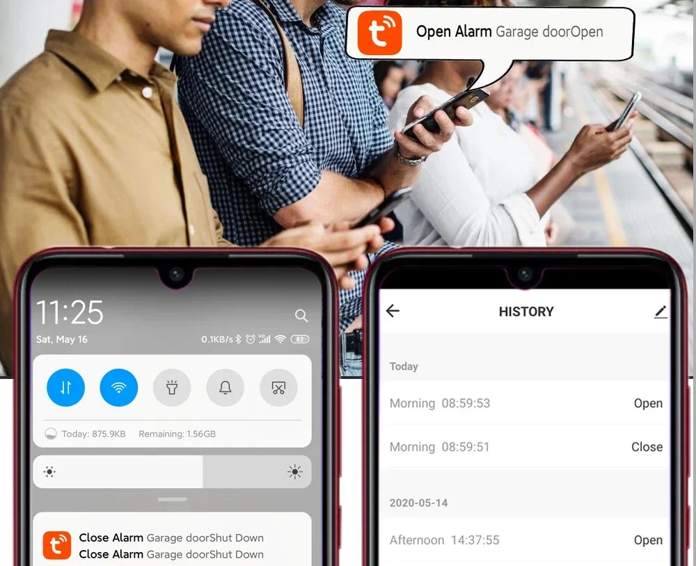 Tuya Smart Garage Door Opener Controller - WiFi Device Control via SmartLife Google Alexa Apps