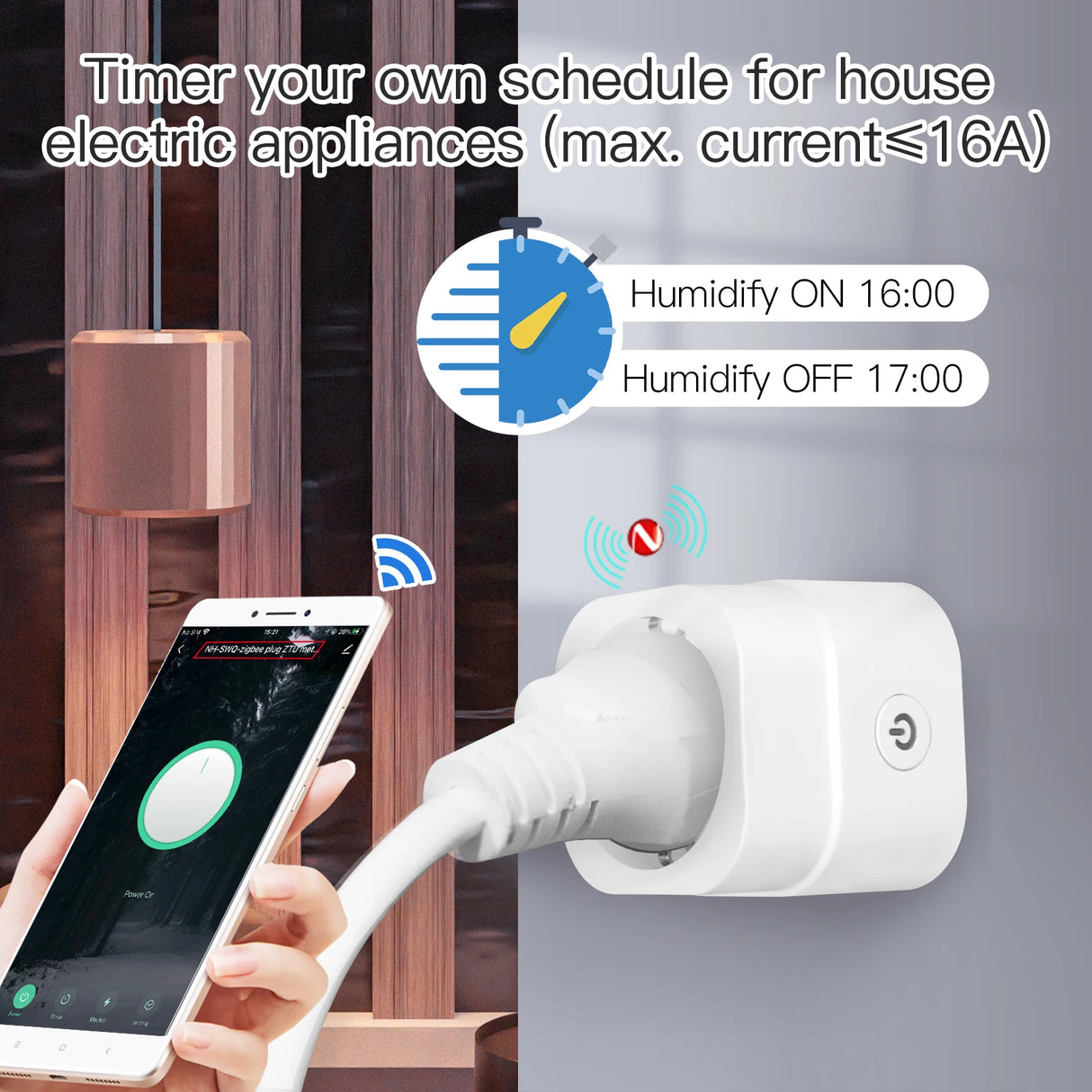 Tuya Zigbee Smart Power Socket 16A with Timer & Energy Monitor - WiFi Plug Control via SmartLife Google Alexa Apps