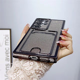 Luxury Plating Glitter Card Holder Lens Protect Case For Samsung S24 S23 S22 S21 S20 Ultra Plus Note 20 10 Pro A73 A53 A72 A52 A51 A71 HD