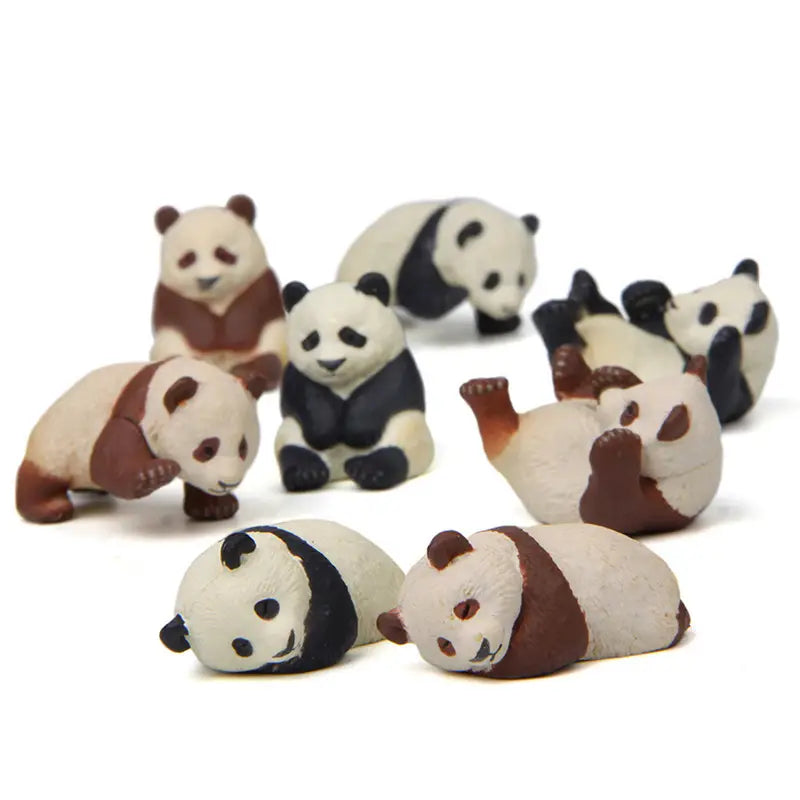 Niedliche 4-teilige Harz-Panda-Feengarten-Miniatur-Ornament