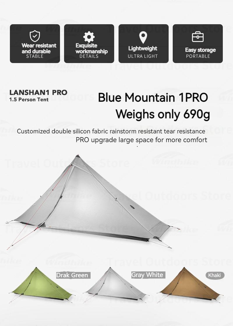 Renommiertes 3F UL GEAR Lanshan1 Pro Ultraleichtes Campingzelt – 20D