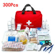 a first aid kit with a red bag