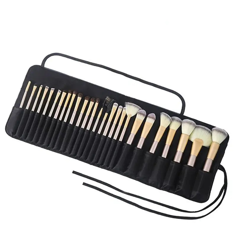 the makeup brush set in a black case