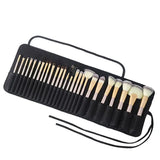 the makeup brush set in a black case