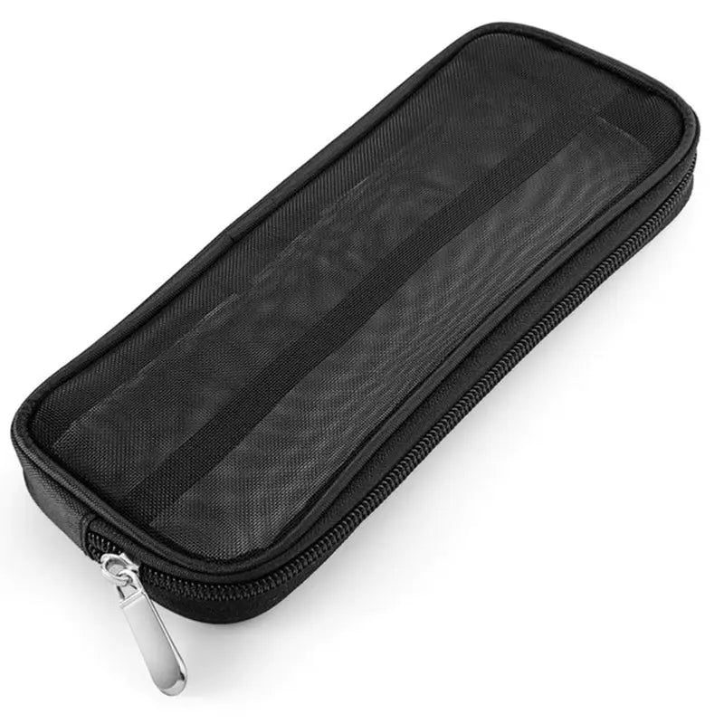 a black zippered pouch with a zipper
