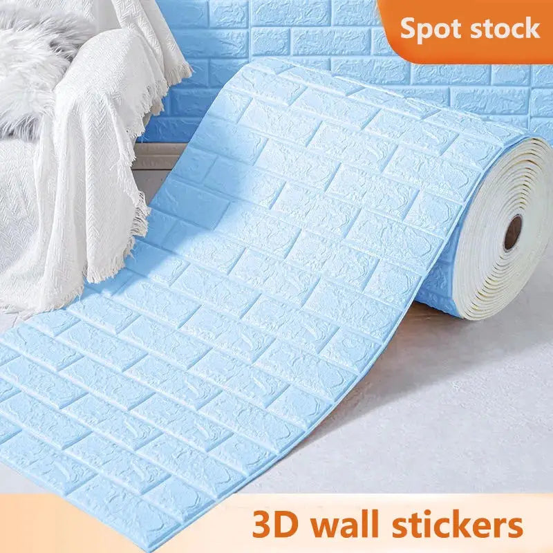 3 rolls of blue waterproof wallpaper
