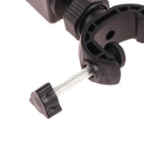 Adjustable clamp or mounting bracket with a screw mechanism.