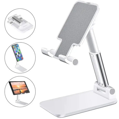 The adjustable desk stand with phone holder