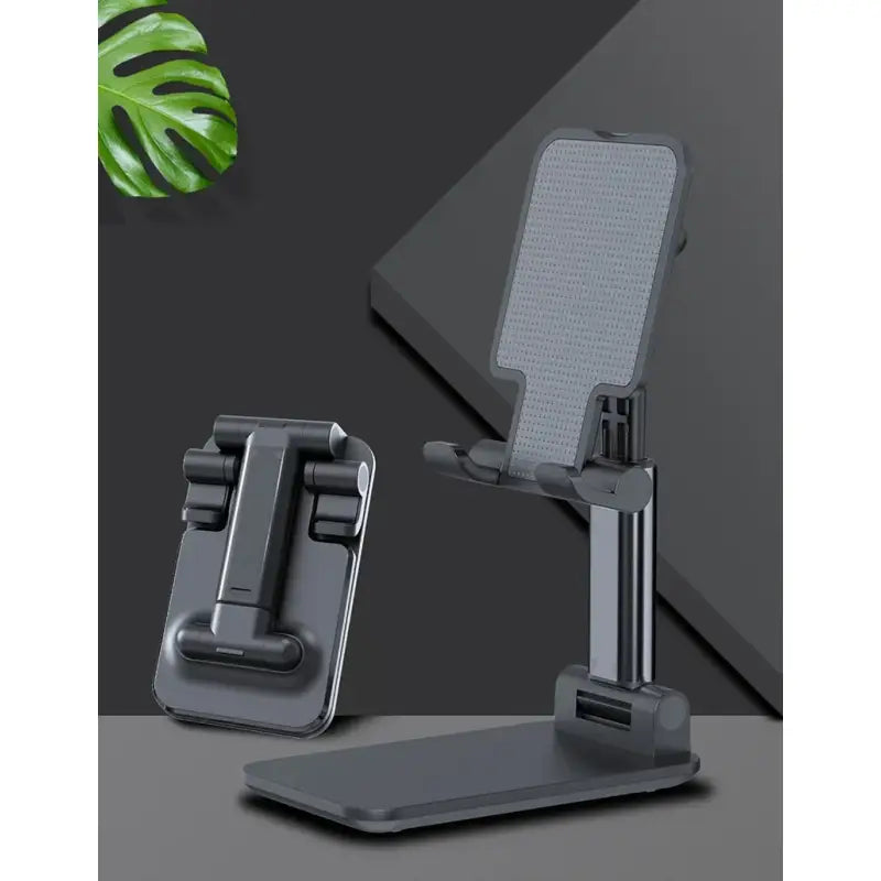 The adjustable desk stand with a phone holder