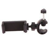 Adjustable smartphone mount or holder with a clamp mechanism.