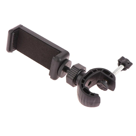 Adjustable smartphone mount or holder for attaching a mobile device to various surfaces.