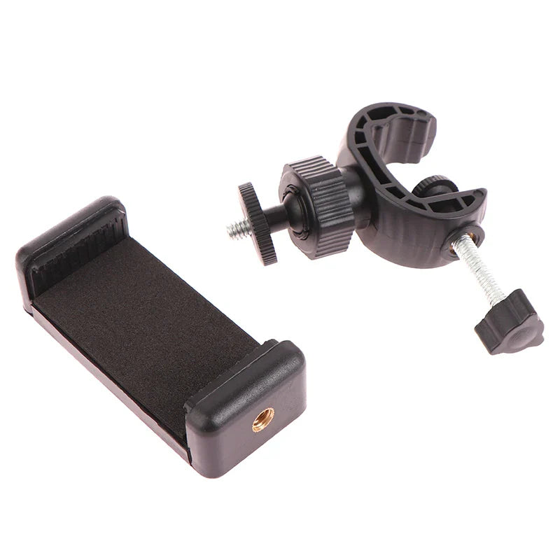 Adjustable smartphone mount or holder for attaching a mobile device to a tripod or other support.