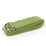 a green knitted keychai with a metal ring