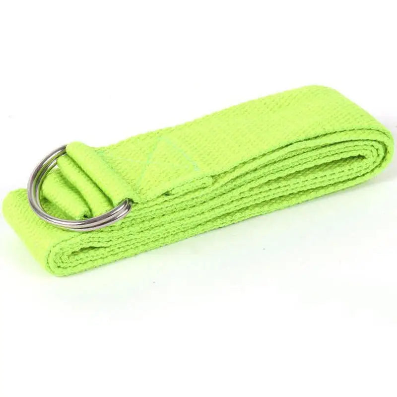 a lime green towel with a metal ring