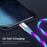 a charging cable with a phone in the background