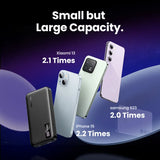 Advertisement comparing battery capacities of different smartphone models.