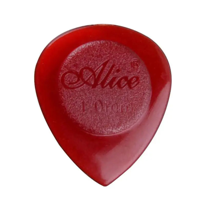 a red guitar pick with the word’love’on it