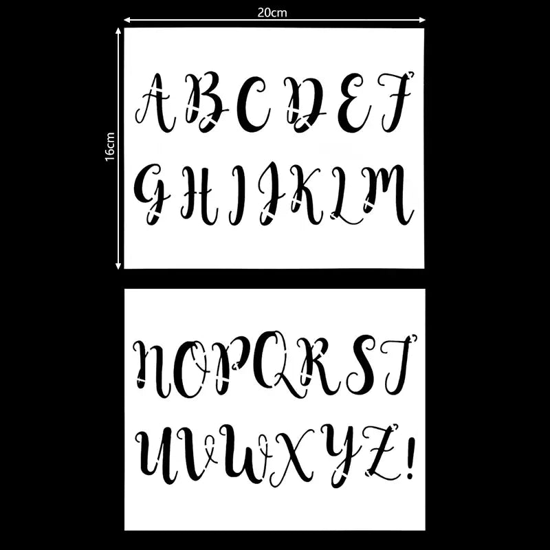 the alphabet is shown in black and white